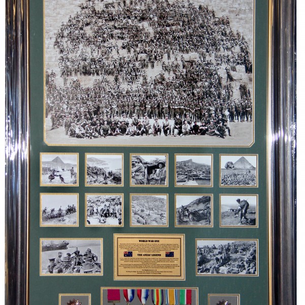 Anzac 8 Medals Frame Brown Gold Frame 0518