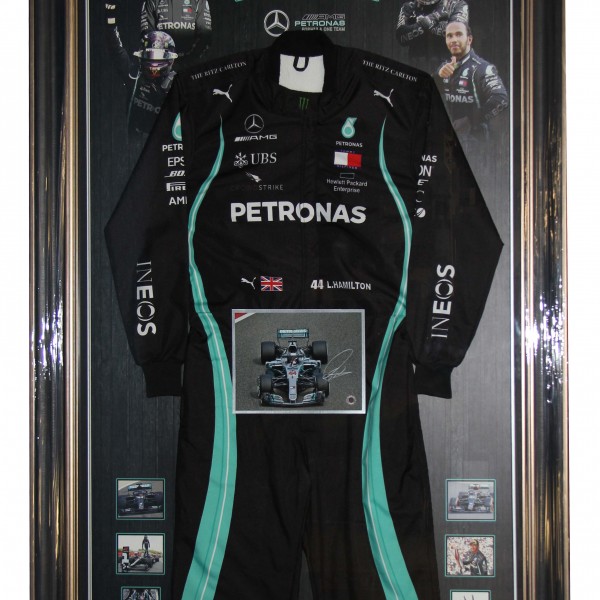 Hamilton Lewis Replica Racing Suit with Signed Photo 0121