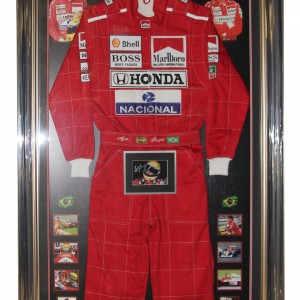 Senna Ayrton Replica Red Racing Suit with Signed Photo 0221